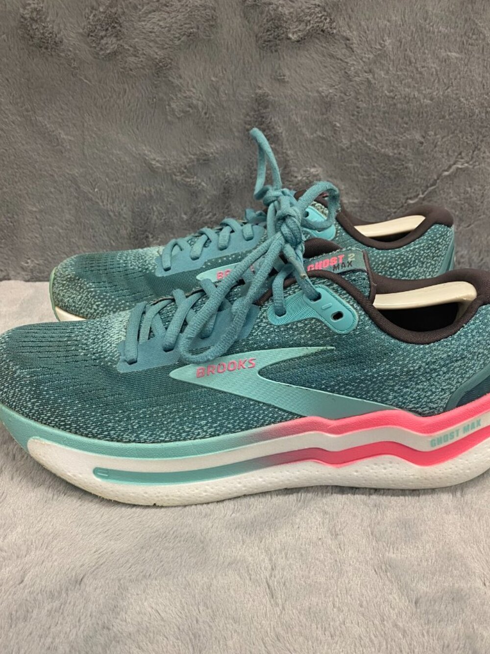 Brooks Ghost Max 2 Womens Teal Pink Athletic Running Shoes Womens Size 10 - Picture 3 of 15
